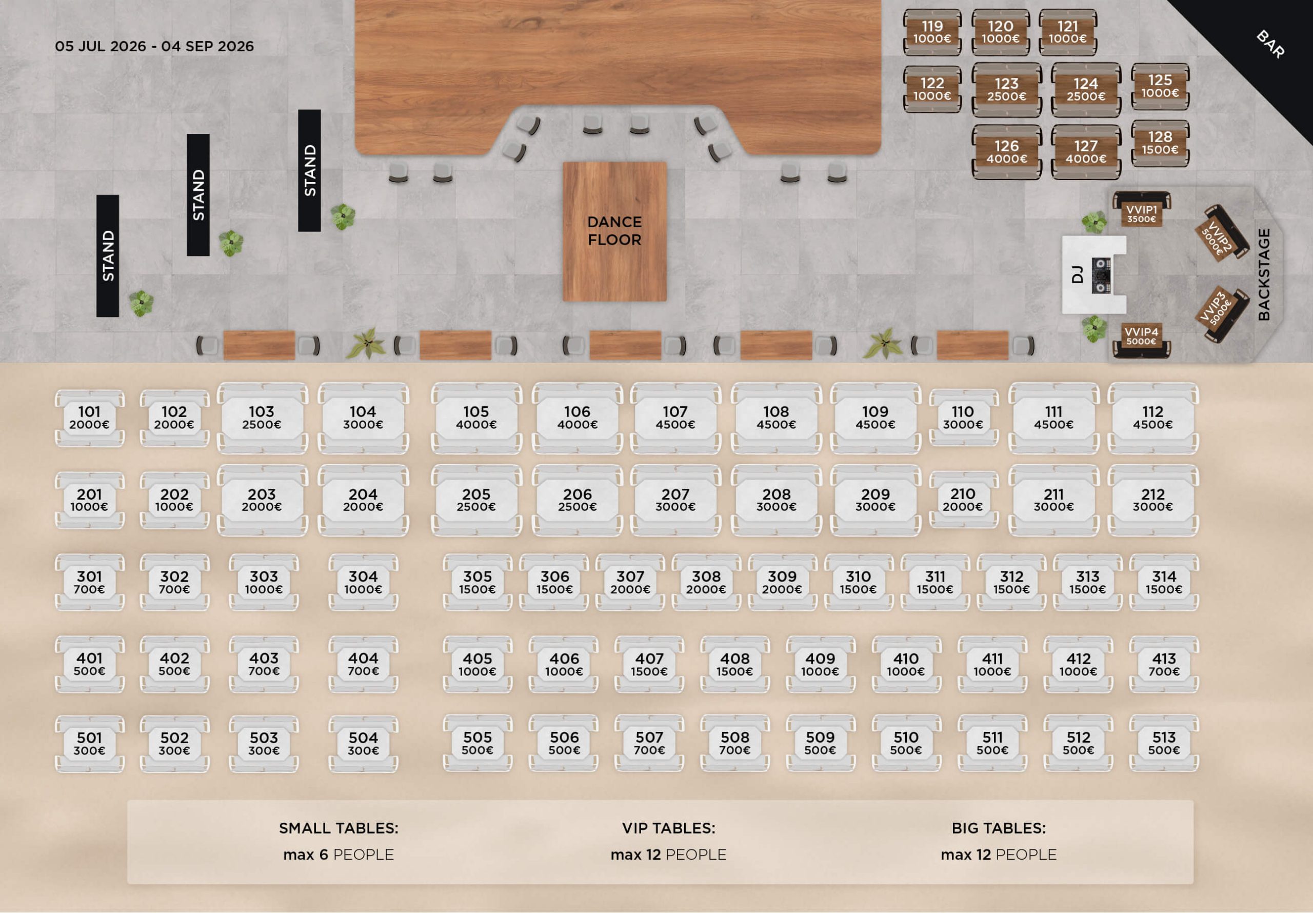 Vip Tables High Season